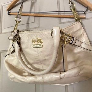 Coach Vintage Sophia Madison Satchel in cream with cross body strap